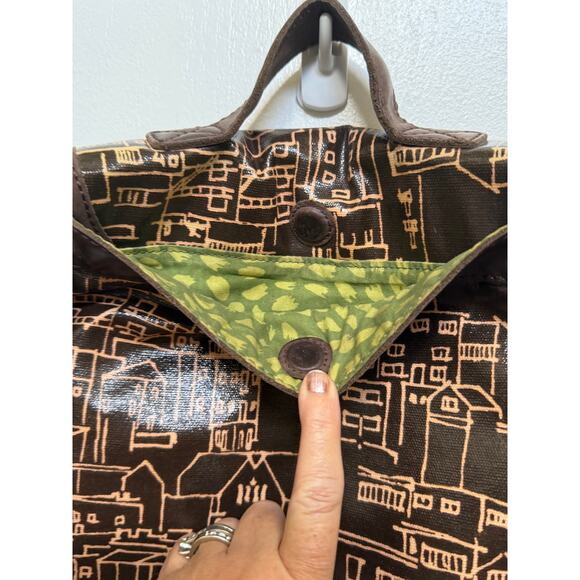 Fossil Key-Per City Scene canvas and Leather messenger bag crossbody - Picture 5 of 11